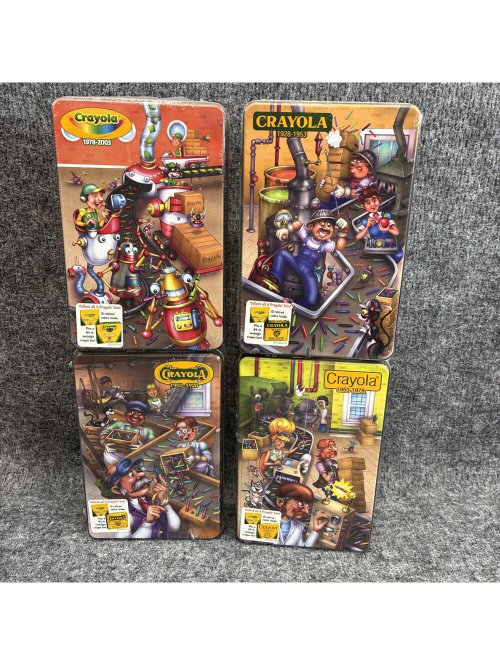 Crayola 100th Anniversary Collection...Set of 4 Tin Boxes...NEW & SEALED